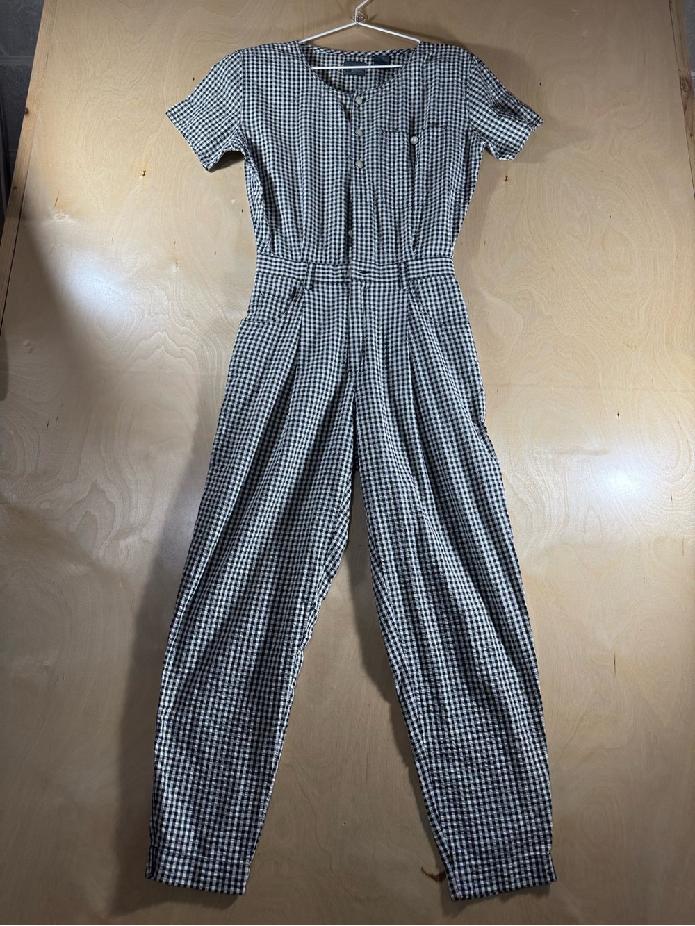 Black & White Gingham 100% Cotton Short-Sleeve Jumpsuit Size 6